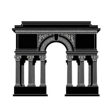 Detailed illustration of a classical architectural archway with supporting columns
