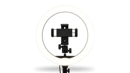 Round LED Ring Light with Adjustable Phone Holder for Content Creation and Photography