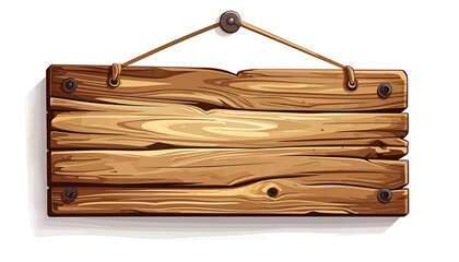 Rustic Wooden Sign Hanging on Rope with Nails.