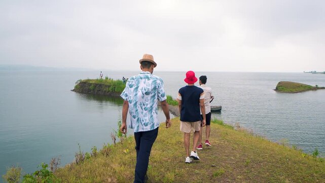 Aerial view of Goa, India, featuring Mobor, Betul, and Cavelossim Beach along the Arabian Sea with three friend.