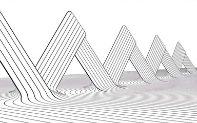 Abstract Black and White Linear Mountain Range Peaks Pattern