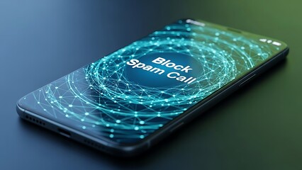 Smartphone displaying block spam call concept with network connections