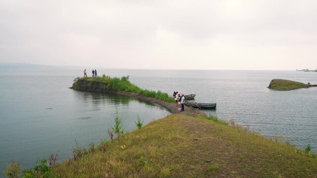 Aerial view of Goa, India, featuring Mobor, Betul, and Cavelossim Beach along the Arabian Sea with three friend.