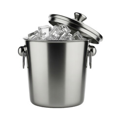 Metal Ice Bucket Full Ice Cubes
