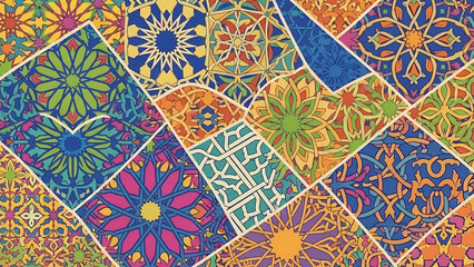 Vibrant collection of colorful floral tiles