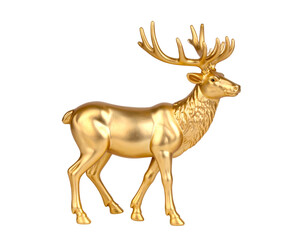 Gleaming gold stag figurine on black background