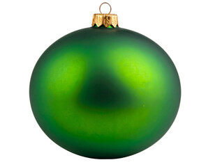 Matte green spherical bauble with gold cap on black