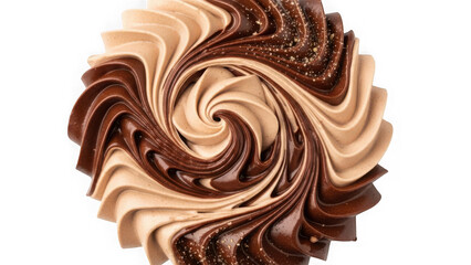chocolate and vanilla swirled frosting on a cupcake