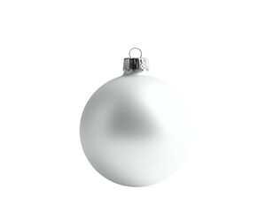 A single, matte white spherical ornament with silver cap