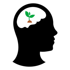 silhouette of a human head with a growing green plant.
​Concept of mental health and personal growth