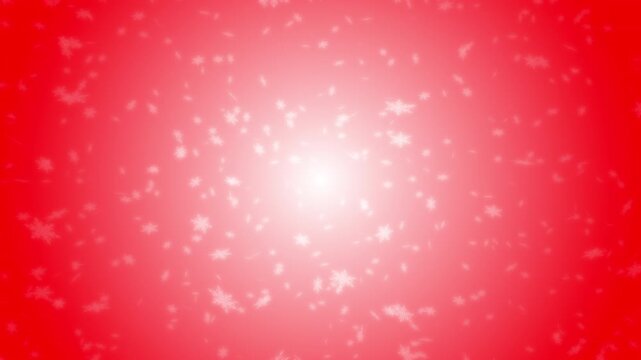 White snowflakes being lit up and falling down on red gradient background. Abstract background for Merry Christmas, Happy Holidays, Season's greetings, Happy Valentine's day and winter season.