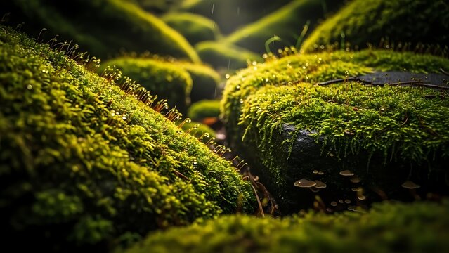 Sun-Drenched Moss and Miniature Ecosystems