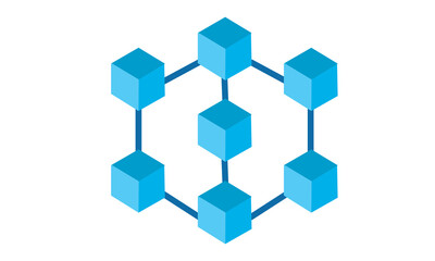 Obraz premium Blockchain technology icon. Vector block chain symbol. Blockchain technology modern icon. Vector block chain symbol or logo element in flat in blue colour