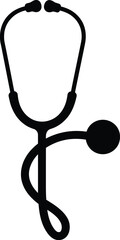 Silhouette of stethoscope icon, medical equipment, healthcare symbol, diagnostic tool, doctor instrument, hospital device, clinical care, medicine concept, health check, nurse gear