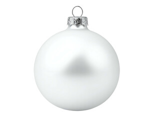 A single matte white spherical ornament with a silver cap
