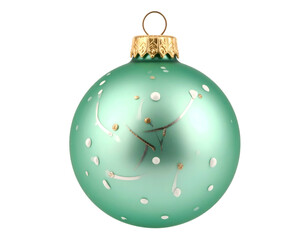 Frosted aqua orb ornament with white speckles & gold accents
