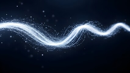 Elegant Light Stream with Dazzling Particle Flow on Dark Backdrop