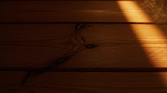 Sunlit Wood Grain: A close-up view captures the intricate patterns of wooden planks, with a warm, sunlit glow highlighting the natural textures and the subtle details of the wood. 