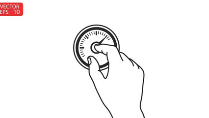 Hand Turning Dial Clock Isolated on White Background Vector Illustration