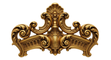 3d ornate golden decorative element transparent background cutout png