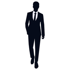 Fototapeta premium Silhouette of Business Worker. Isolated on White Background.
