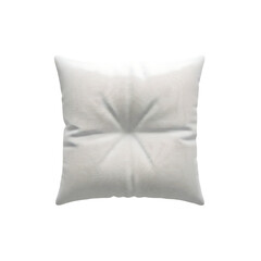 Fototapeta premium White textured square cushion with tufted pattern isolated on a transparent background