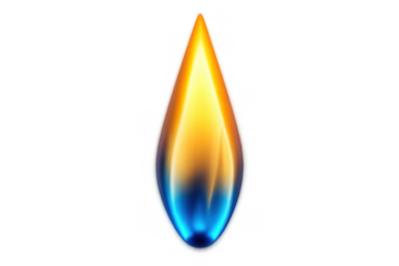Gas flame burning with bright yellow and blue colors. Illustrating energy, heat, and safety concepts. Transparent background