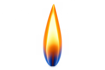 Orange and blue gas flame blazing, showing heat energy and combustion process on transparent background