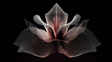 Elegant Abstract Light Flower: Generative Ribbon Art with Neon Glow on Black Background