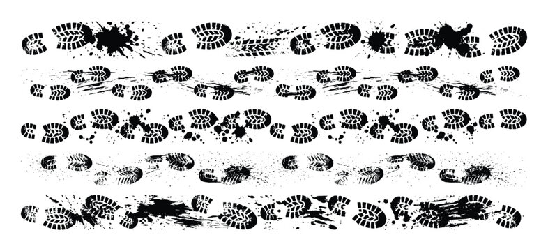 Footprint vector with grunge splatters, a versatile graphic element for texture or pattern designs.