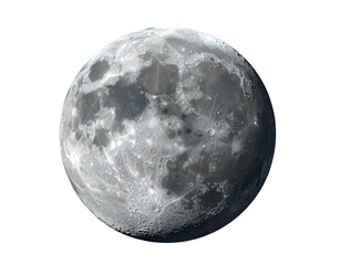 Full moon showing craters, surface details on black background