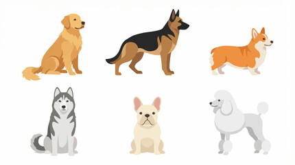 Cute Dog Characters Vector Set &ndash; Cartoon Puppies in Flat Pastel Style