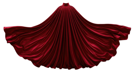 3d red velvet cape with flowing fabric transparent background cutout png