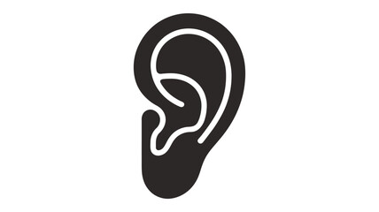 A simple black and white illustration depicting a human ear outline