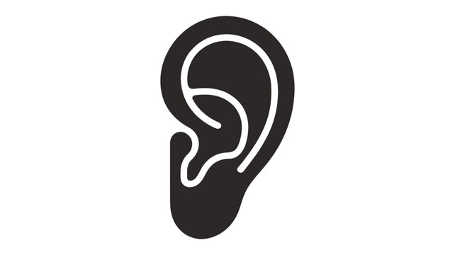 A simple black and white illustration depicting a human ear outline