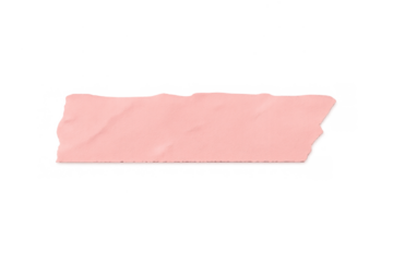 Pink masking tape piece with ragged edges creating a textured adhesive element on a transparent background