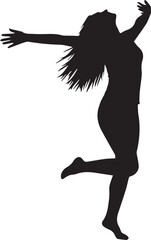 Silhouette of a woman with arms outstretched in a joyful dance pose