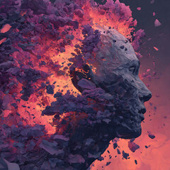 Generative AI illustration of annual collective mind concept art, exploding mind, inner world, dreams, emotions, imagination and creative mind