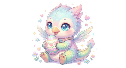 Fototapeta premium Cute Bird Dinosaur Hybrid Character Illustration