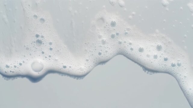 White soap foam moving on clean water surface abstract