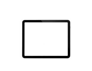 Sleek digital tablet with blank screen on black background