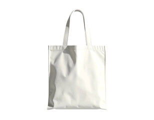 Simple white canvas tote bag with handles against black
