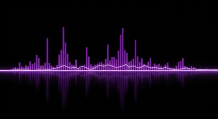 Vibrant purple sound wave visualization on black background representing audio spectrum analysis for music production or sound engineering projects