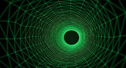 Futuristic Green Tunnel Perspective Digital Abstract Background for Technology Science Innovation and Cybersecurity Concepts