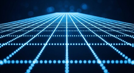 Futuristic Digital Grid with Glowing Blue Dots and Lines Creating a High Tech Network Visual for Technology Innovation and Digital Connectivity Concept