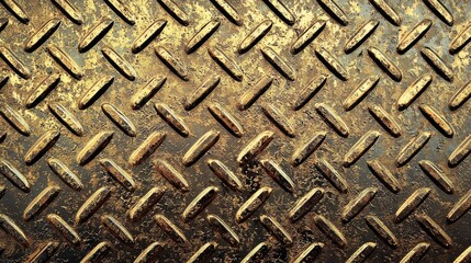 Rusty Diamond Plate Metal Texture With Warm Bronze Tones Close Up Repeating Industrial Grunge Surface