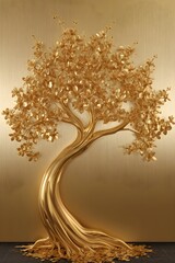 Golden Tree of Life with Blossoms &ndash; Luxury Prosperity Concept. 