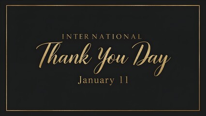 International Thank You Day January 11 &ndash; Elegant Gold Typography on Black Background. 