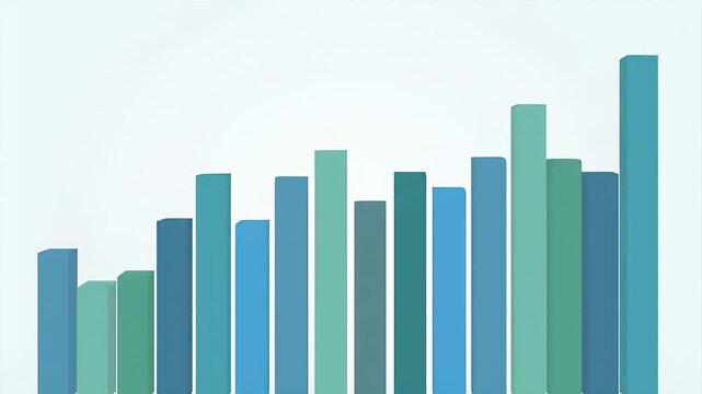 Bar chart showing upward trend in blue and green colors against a light background