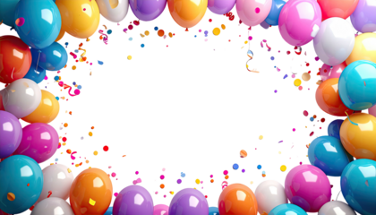 Colorful balloons frame void, bokeh